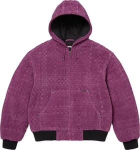 Woven Suede Hooded Work Jacket Purple