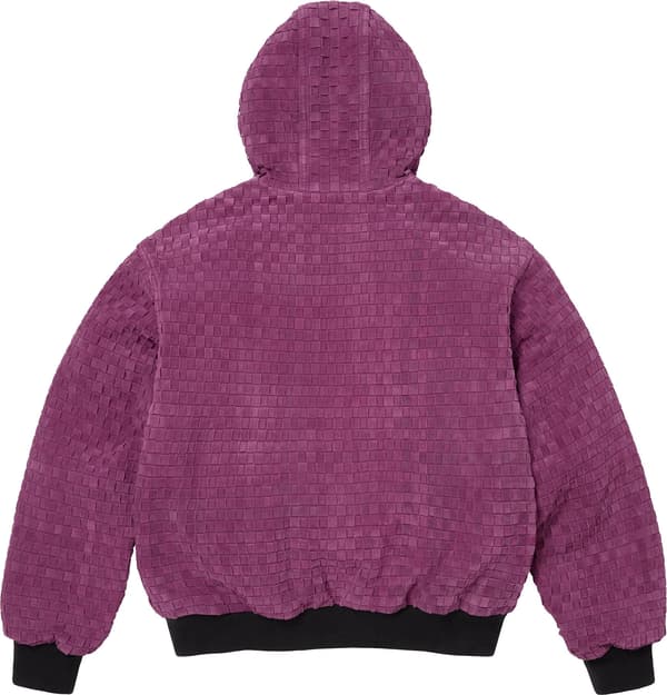 Woven Suede Hooded Work Jacket - Purple (detail)