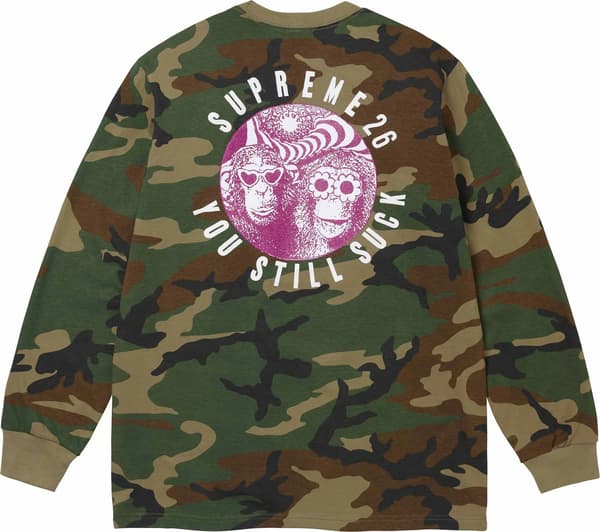 You Still Suck L/S Tee - Woodland Camo (detail)