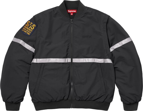 Zip-Off Sleeve Reflective Stripe Jacket - Black (front)