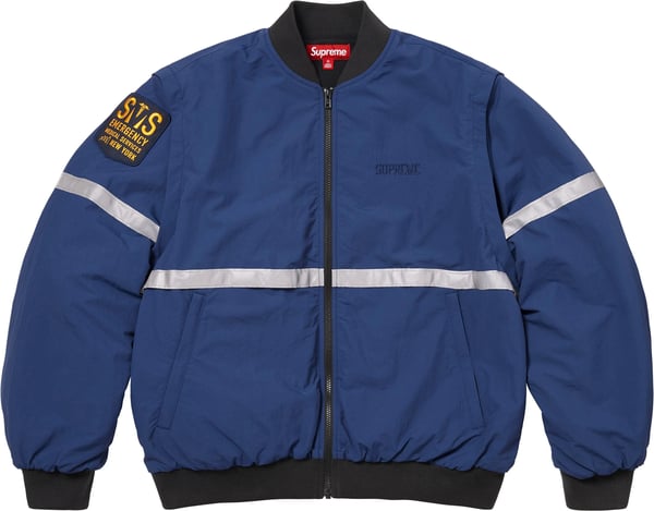 Zip-Off Sleeve Reflective Stripe Jacket - Navy (front)