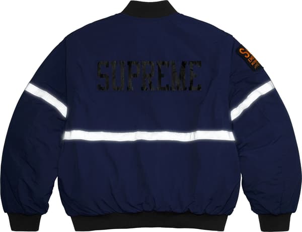 Zip-Off Sleeve Reflective Stripe Jacket - Navy (detail)